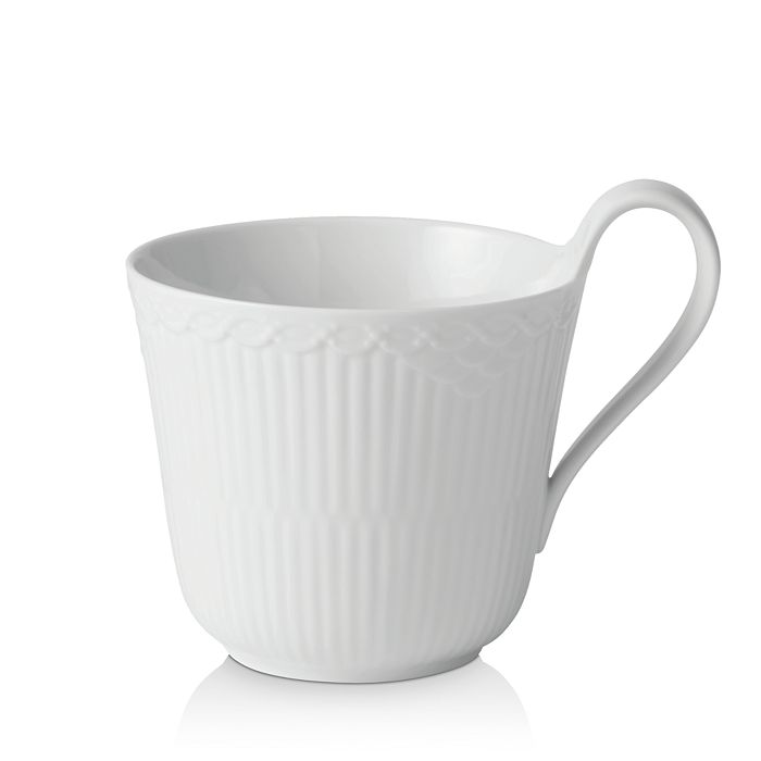 Royal Copenhagen White Fluted Half Lace High Handle Mug In Two-tone
