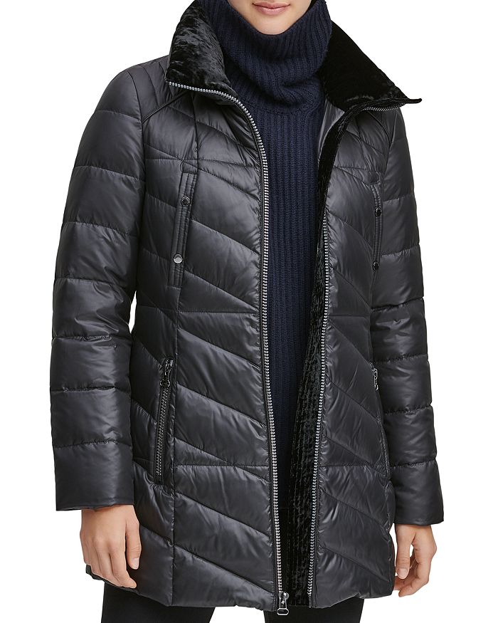Marc New York Shirley Hooded Faux Fur Trim Parka In Black
