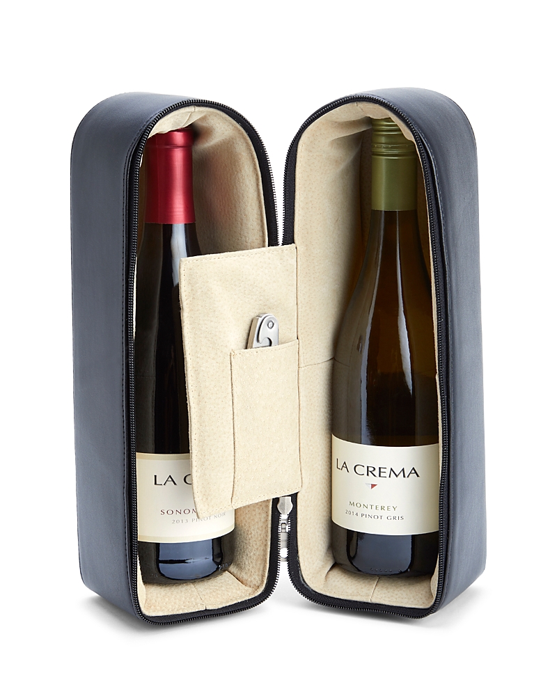 Royce New York Leather Double Wine Carrying Case In Black