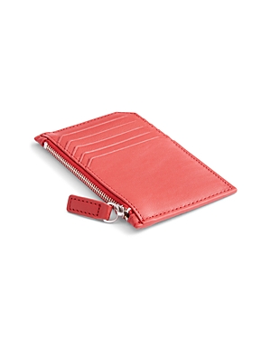 Royce New York Leather Zipper Credit Card Case In Red