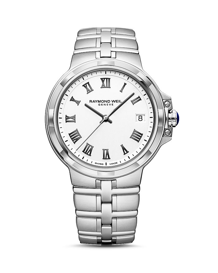 RAYMOND WEIL PARSIFAL WHITE DIAL WATCH, 41MM,5580-ST-00300