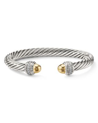 David Yurman - Cable Bracelet with 14K Yellow Gold Dome & Diamonds