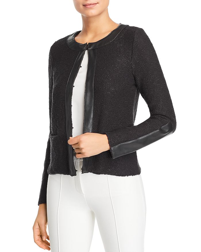 Faux leather hotsell trim cardigan