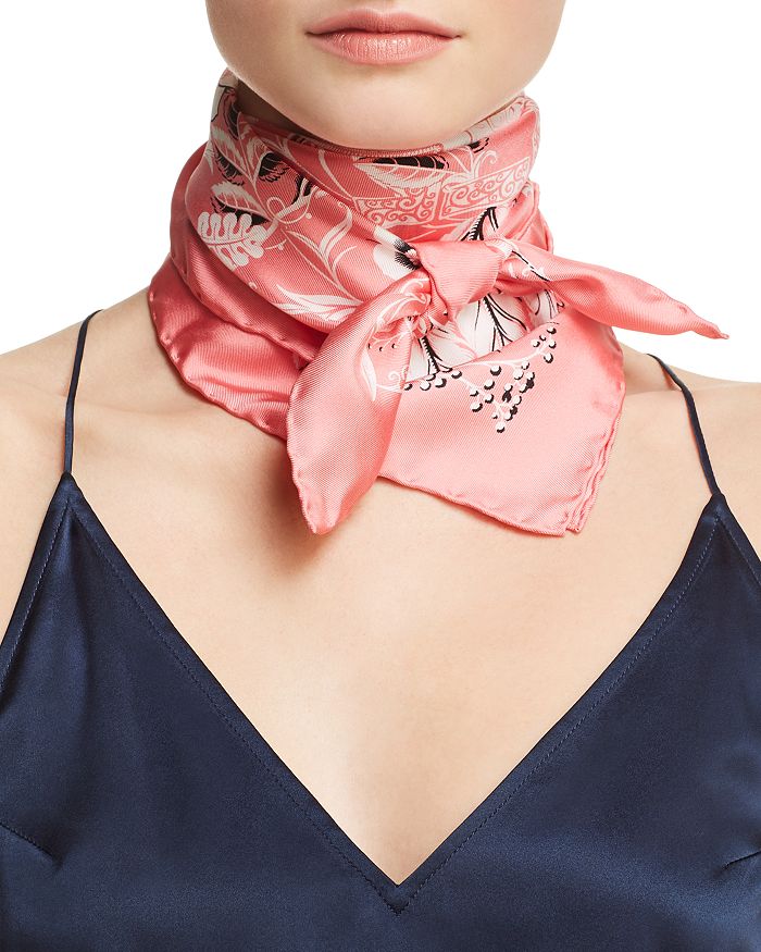Ferragamo Tapestry Floral Gancini Silk Scarf In Flamingo Pink