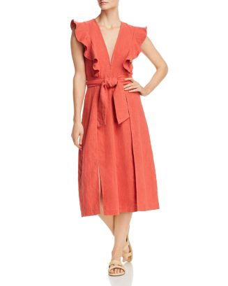 Saylor Sleeveless Ruffle-Trim Midi Dress | Bloomingdale's