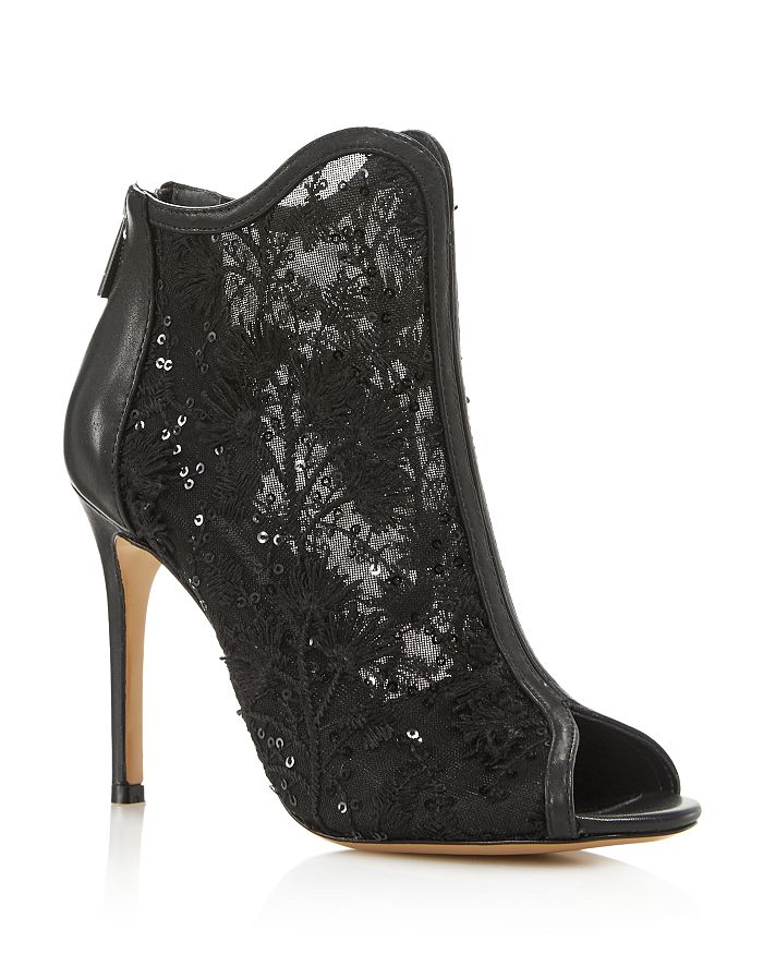 Charles David Women s Camilla Mesh Embroidered Peep Toe Booties