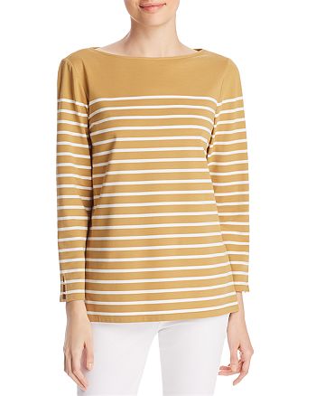 Lafayette 148 New York Wes Striped Boat Neck Top | Bloomingdale's