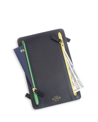 ROYCE New York - Leather RFID-Blocking Four Zip Organizer Travel Case