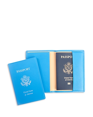 Royce New York Leather Rfid-blocking Gold-accented U.s. Passport Case In Light Blue