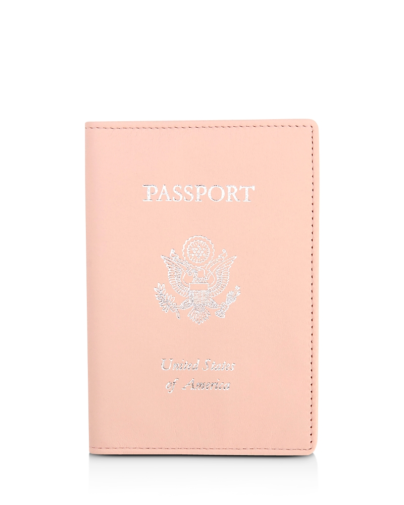 Royce New York Leather Rfid-blocking Gold-accented U.s. Passport Case In Light Pink