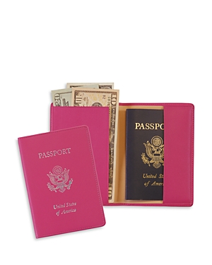 Royce New York Leather Rfid-blocking Gold-accented U.s. Passport Case In Pink