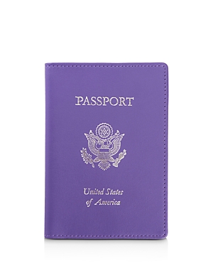 Royce New York Leather Rfid-blocking Gold-accented U.s. Passport Case In Purple