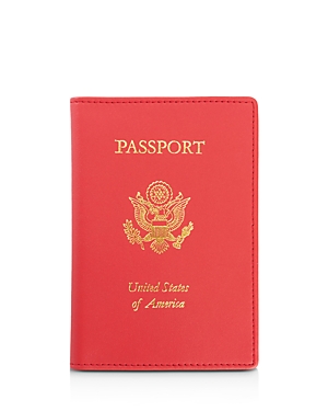 Royce New York Leather Rfid-blocking Gold-accented U.s. Passport Case In Red