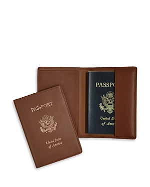 Royce New York Leather Rfid-blocking Gold-accented U.s. Passport Case In Tan