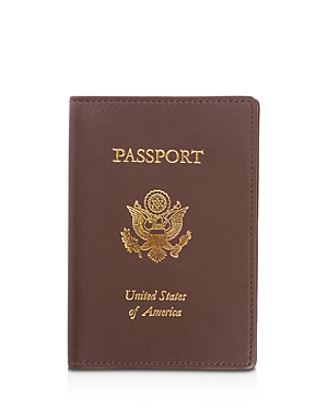 Royce New York Leather Rfid-blocking Gold-accented U.s. Passport Case In Brown