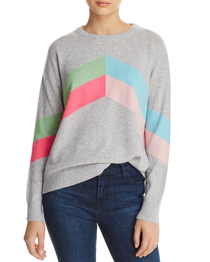 Minnie Rose Color-Block Chevron Cashmere Sweater | Bloomingdale's