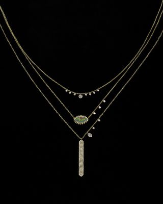 14K Yellow & White Gold Diamond Multi Disc Pendant Necklace, 18"