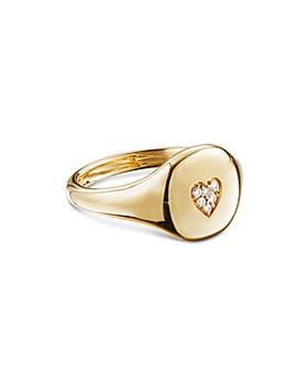 David Yurman - Cable Collectibles Heart Mini Pinky Ring in 18K Gold with Diamonds 
