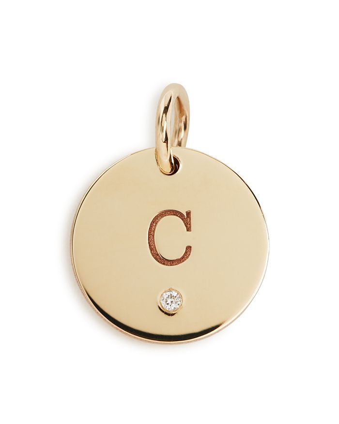 Zoë Chicco 14k Yellow Gold Medium Disc Pave Diamond Letter Charm In C/gold