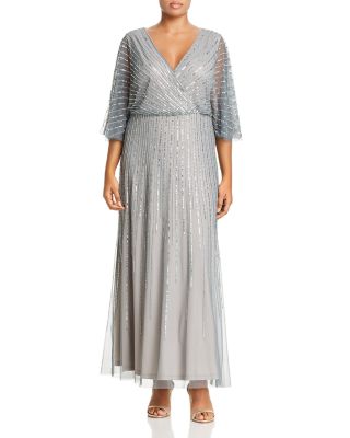 thumbnail image 2 of Adrianna Papell Women's 3/4 Sleeve Beaded Illusion Gown W/Sweetheart Neckline 14 2 of 11