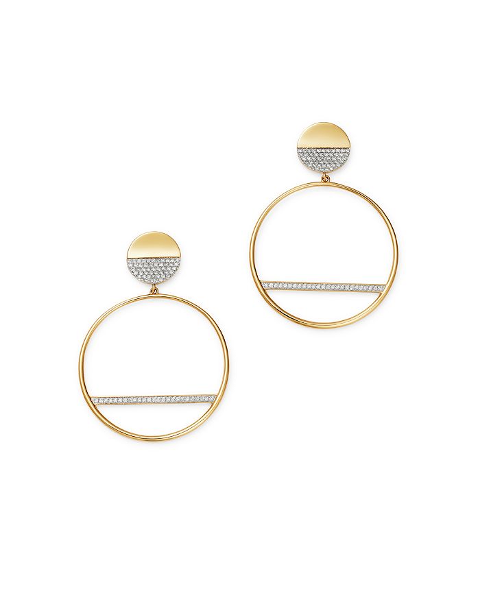 Bloomingdale's Pavé Diamond Circle Drop Earrings in 14K Yellow Gold, 0. ...
