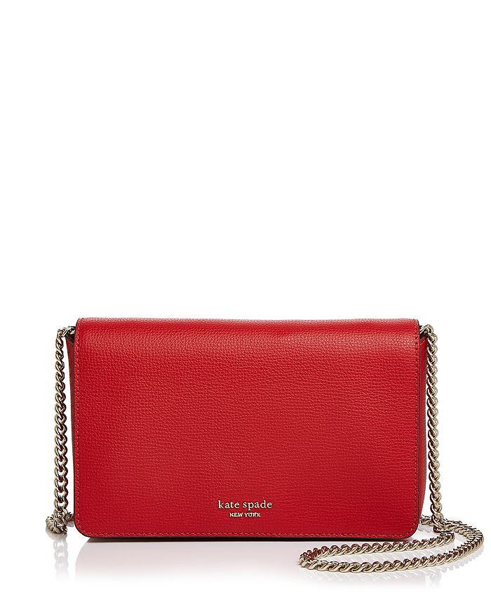 Kate Spade New York Medium Chain Wallet Leather Crossbody In Hotchili Red/gold