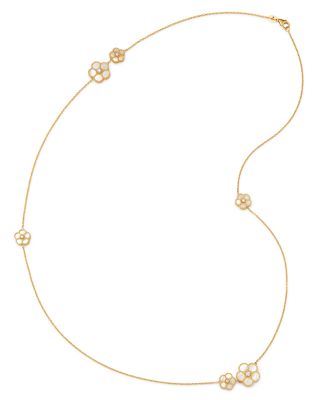 18K Yellow Gold Daisy Mother-of-Pearl &amp; Diamond Station Necklace, 31&amp;quot; - Exclusive