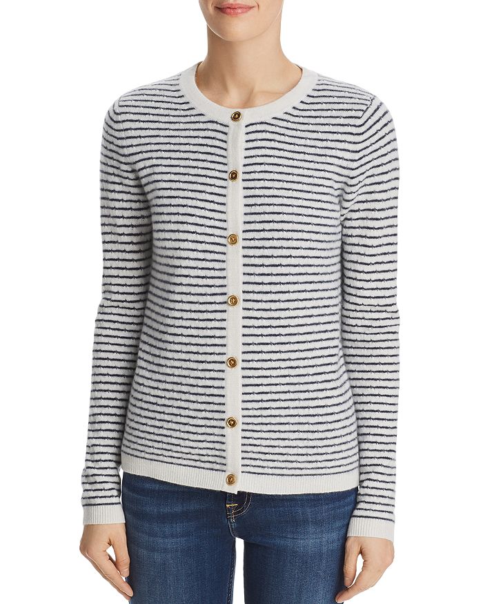 C by Bloomingdale's - Pointelle Striped Cashmere Cardigan - 100% Exclusive
