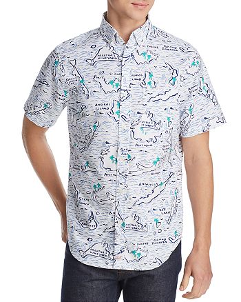 Vineyard Vines Murray Short-Sleeve Map-Of-The-Islands Print Classic Fit ...