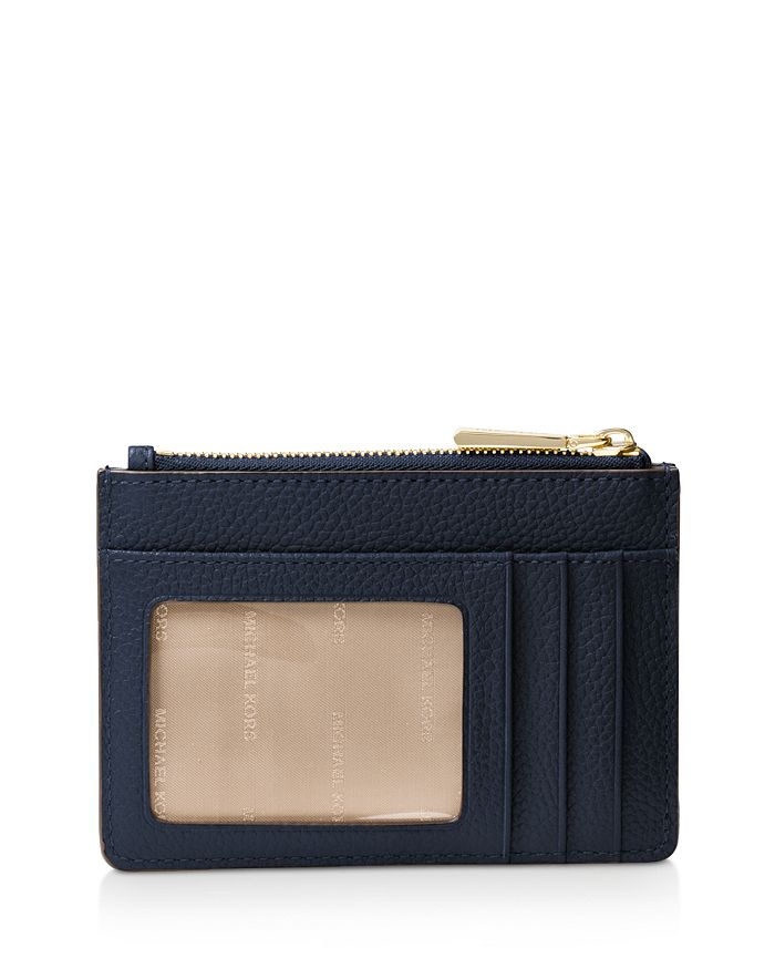 Michael Michael Kors Small Leather Wristlet In Admiral Navy/gold