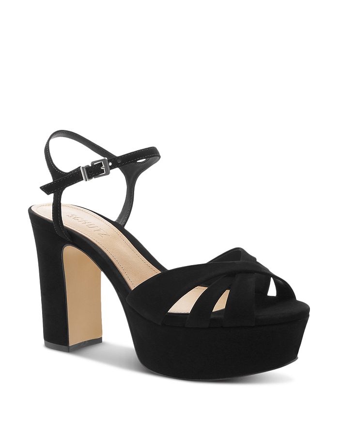 Shop Schutz Women's Keefa High-heel Platform Sandals In Black Suede