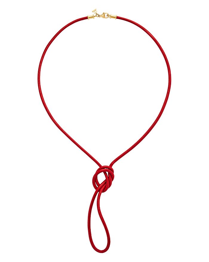 TEMPLE ST CLAIR 18K YELLOW GOLD CLASSIC RED LEATHER CORD NECKLACE, 32,N00001-RED32