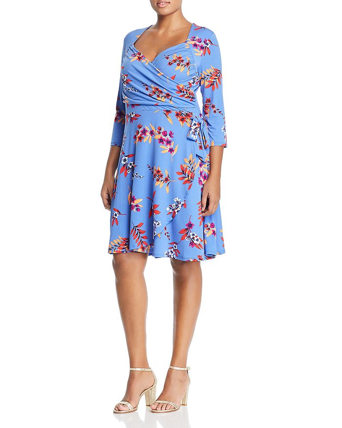 Leota Women's Sweetheart Faux Wrap Flutter Sleeve Dress Blue Size X-Large main image 0