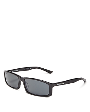 Balenciaga 60Mm Rectangle Sunglasses - Shiny Black/ Grey