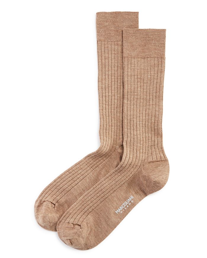 Marcoliani Ribbed Dress Socks In Brown