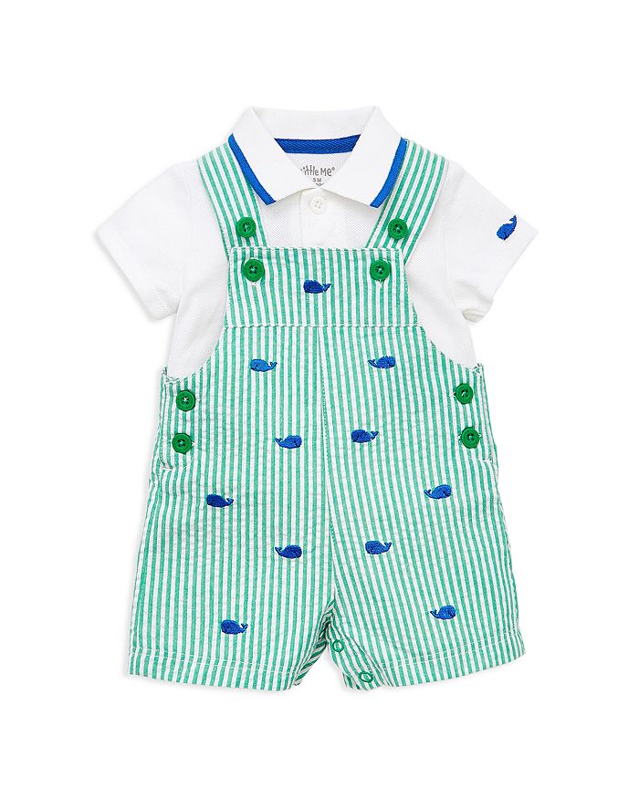 Little Me Boys' Whale Seersucker Overalls & Polo Set Baby