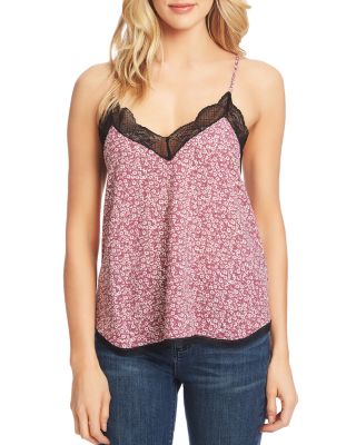 1.STATE - Floral Print Lace-Trimmed Camisole Top