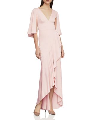 BCBGMAXAZRIA - Draped Ruffle Satin Gown