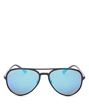 Ray Ban Women's Polarized Mirrored Brow Bar Aviator Sunglasses, 58mm