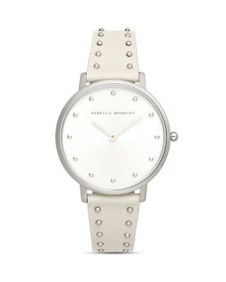 Rebecca Minkoff Major Studded Leather Strap Watch, 35mm  display picture 3