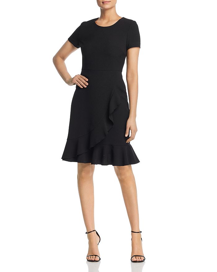 KARL LAGERFELD PARIS Short-Sleeve Ruffle Hem Dress | Bloomingdale's