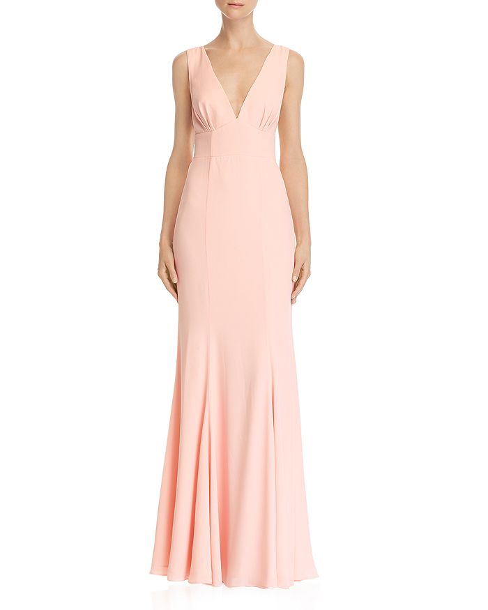 Fame And Partners Tie-back Gown In Pale Pink