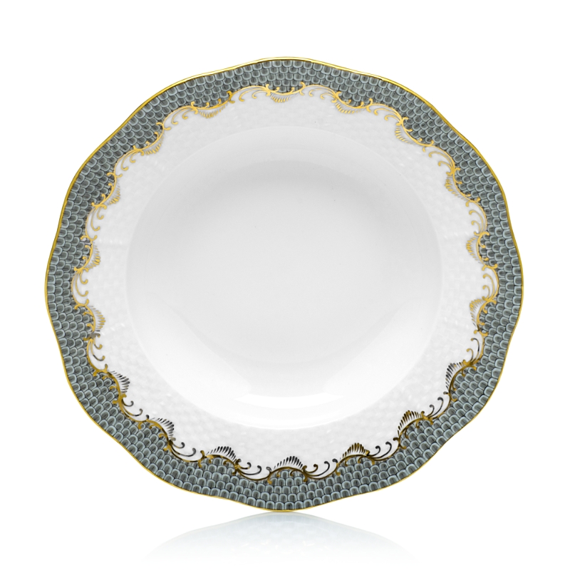 Herend Fish Scale Dessert Plate In Gray