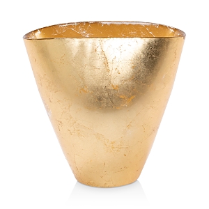 Shop Vietri Moon Glass Leaf Medium Vase In Gold