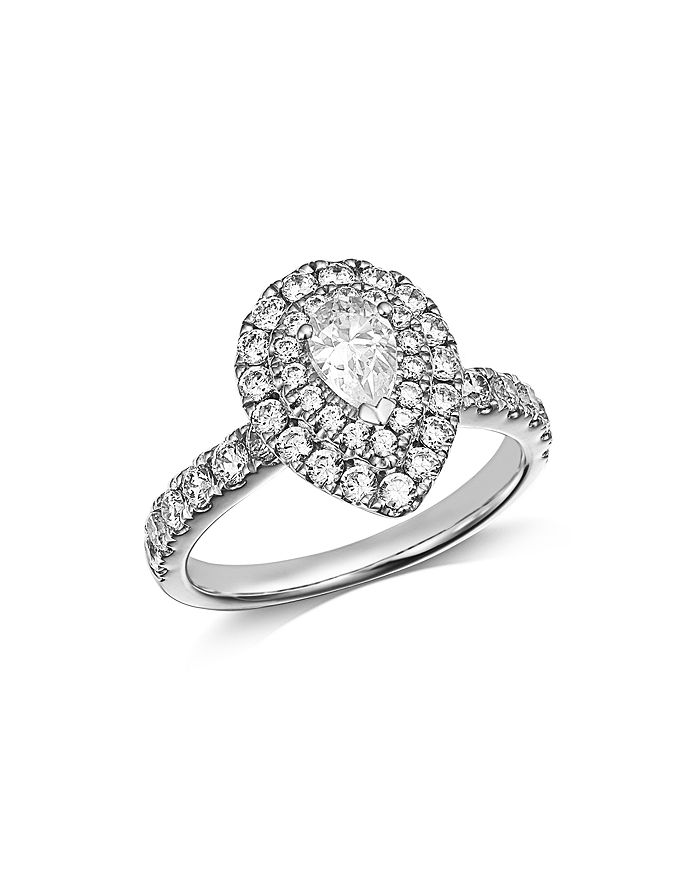 Bloomingdale's Pear-shaped Diamond Halo Ring In 14k White Gold, 1.5 Ct. T.w. - 100% Exclusive