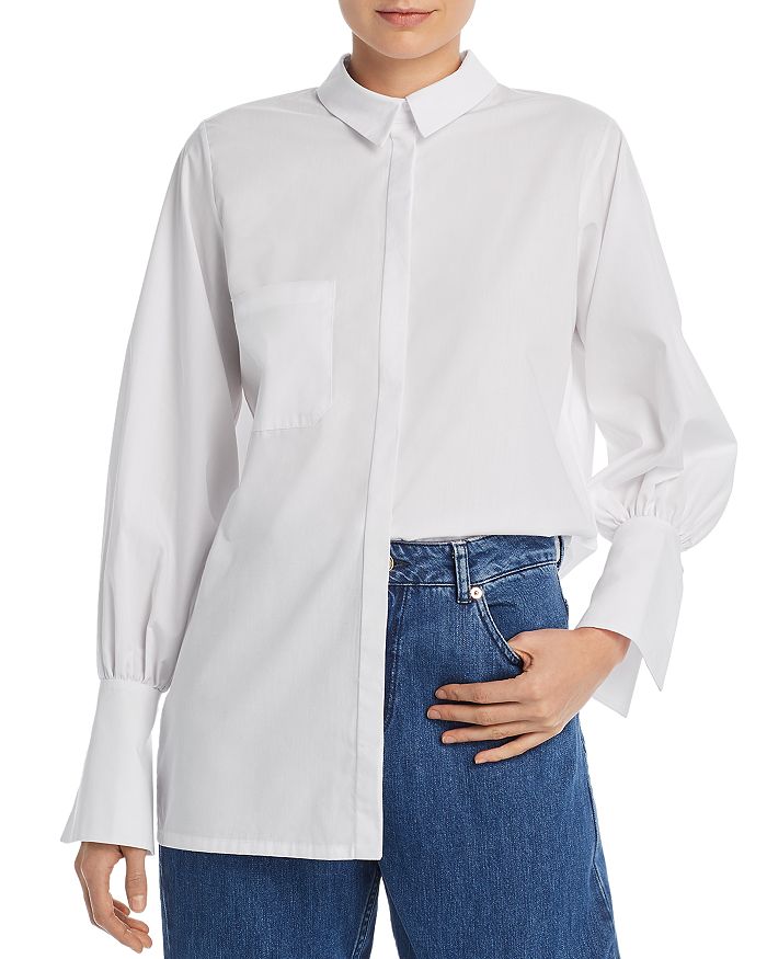 No Frills by Mother of Pearl Faux Pearl Cuff Shirt | Bloomingdale's