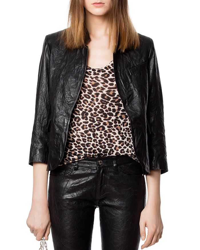 ZADIG & VOLTAIRE VERYS CRINKLED LEATHER JACKET,SHCU1403F