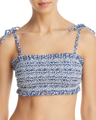 tory burch costa printed bandeau bikini top