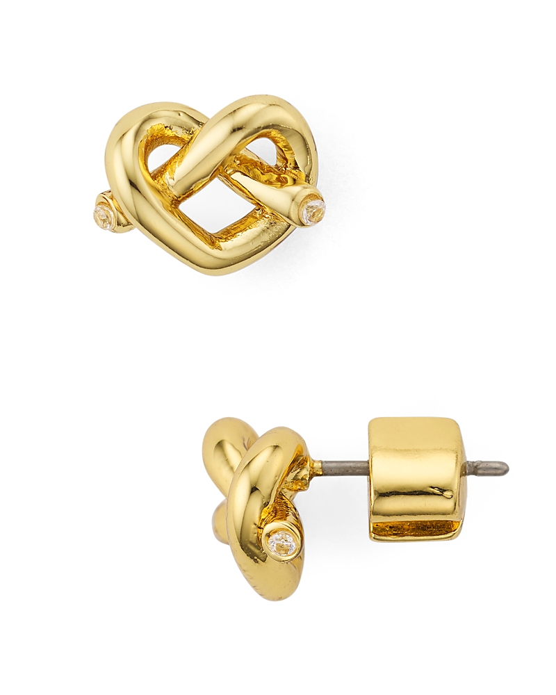 Kate Spade Crystal Accented Love Knot Stud Earrings In Gold