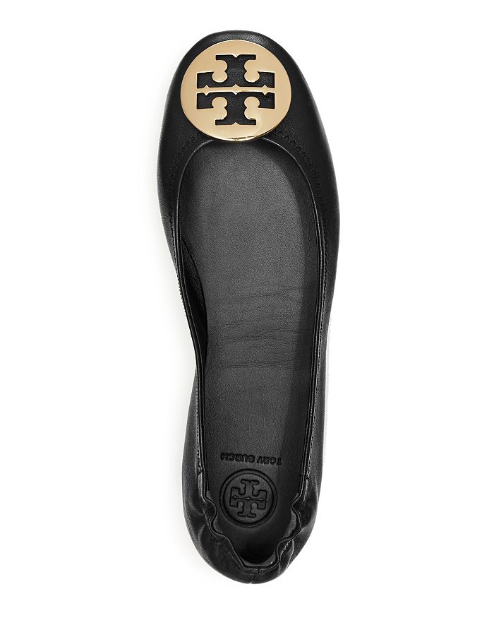 Tory Burch Minnie Travel Ballets With Metal Logo In Navy | ModeSens